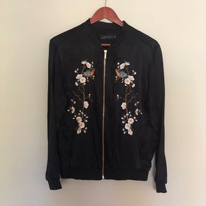 Zara Floral Embroidered Bomber Jacket